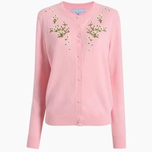 Hill House Pink Embroidered Cardigan - EUC, smoke free home! Size Small
